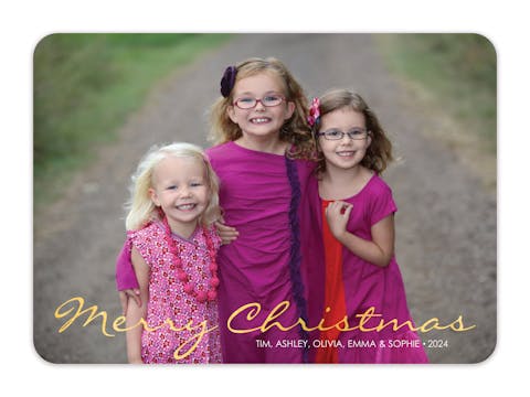 Simple Script Foil Pressed Holiday Flat Photo Card