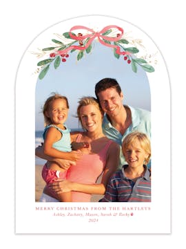 Ribbon Garland Arch Shape Holiday Photo Card