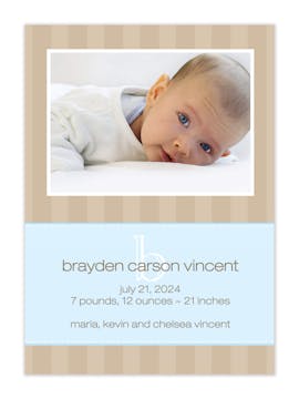 Wonderful Wishes Baby Blue Boy Photo Birth Announcement