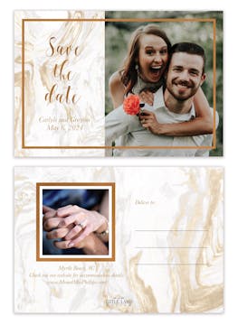 Marbled Save the Date Photo Postcard