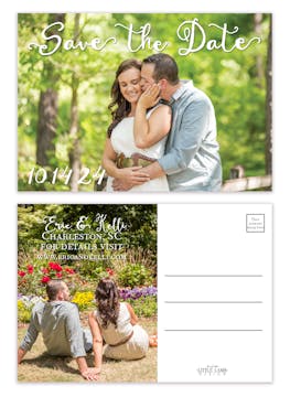 Calligraphy Love Photo Save The Date Postcard