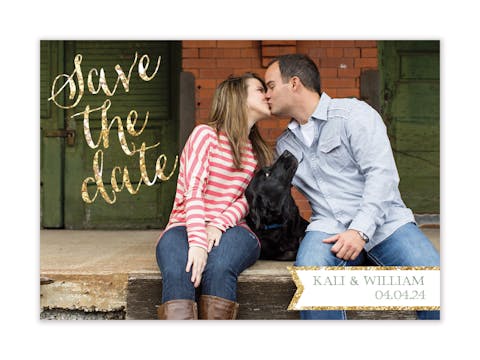 Glitter Calligraphy Photo Save The Date Magnet