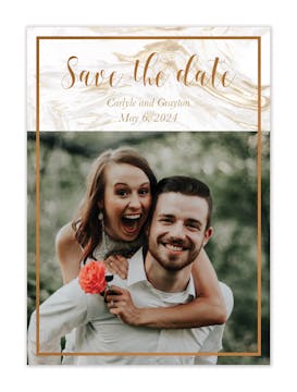 Lustrous Marble Foil-Pressed Save The Date Photo Card