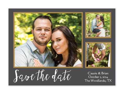 Grey And Gold Love Photo Save The Date Card
