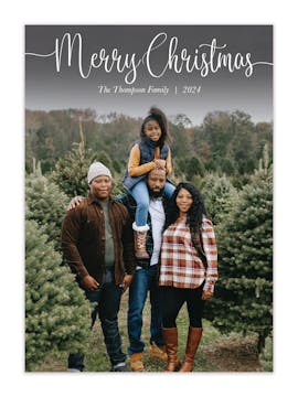 Merry Christmas Top Script Holiday Photo Card
