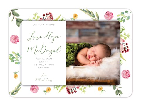 Blooming Baby Photo Birth Announcement