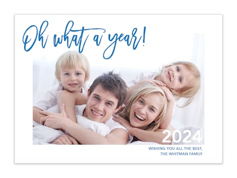 Blue Terrazo What a Year! Holiday Photo Card