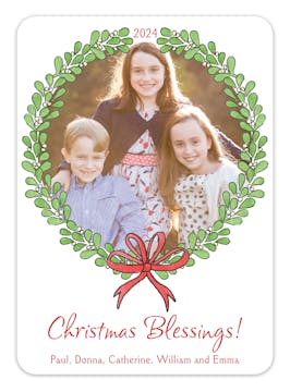 Mistletoe Wreath Holiday Photo Card