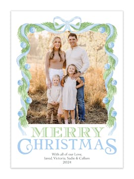 Blue Christmas Holiday Photo Card