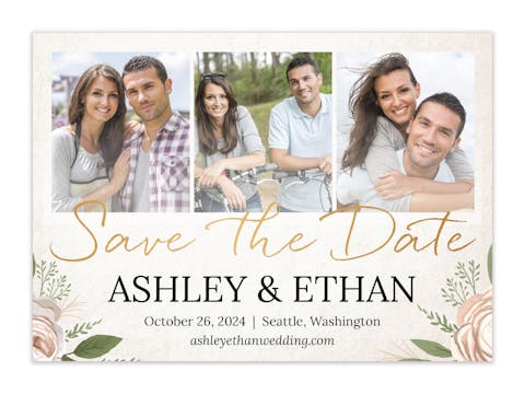 Floral Script Photo Save the Date 
