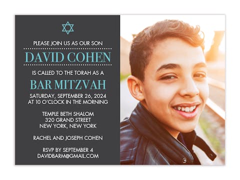 Photo Bar Mitzvah Invitation