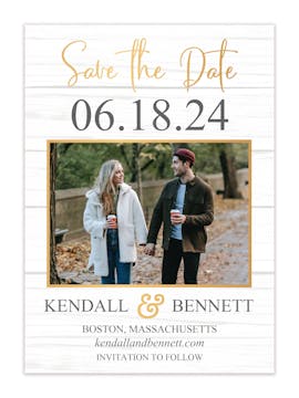 White Wood Photo Save the Date 