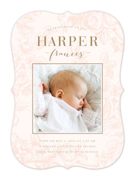 Engraved Entrance Photo Birth Announcement