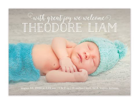 Bright Introduction Photo Birth Announcement
