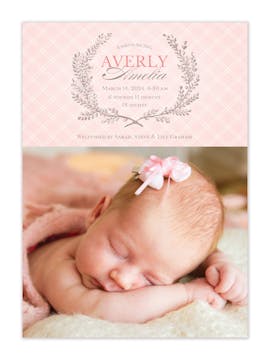 Lovely Laurel Photo Birth Announcement