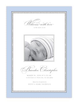 Softly Stated - Blue Boy Photo Birth Announcement