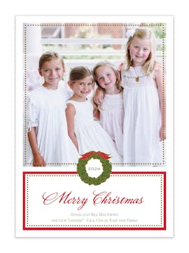 Foil Wreath Red Holiday Photo Card 