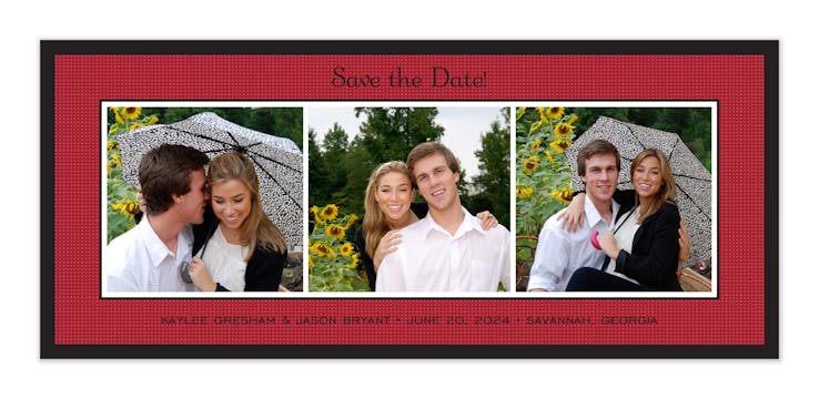 Linen Red Flat Photo Save The Date Card