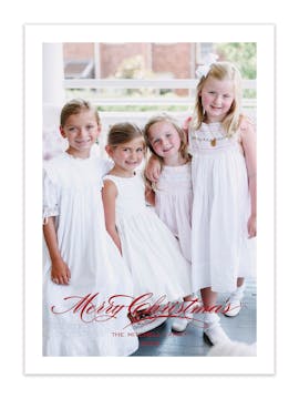 Fancy Script Merry Christmas Flat Holiday Photo Card