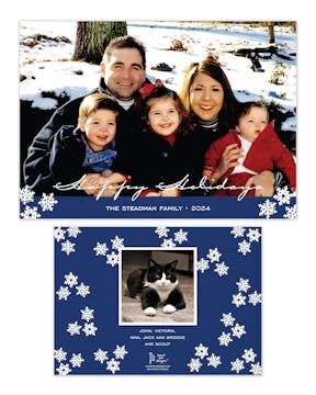 Snowflake Band Navy Flat Holiday Photo Card
