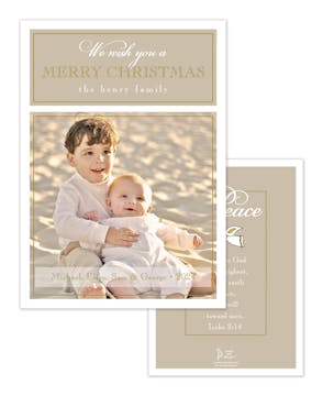 Simple Border Gold On Gold Flat Holiday Photo Card