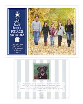 Joy, Love, Hope, Peace Navy Flat Photo Holiday Card