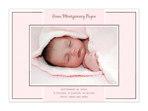 Linen Pink Flat Photo Birth Announcement