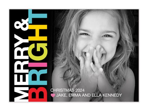 Modern Merry And Bright Holiday Holiday Flat Photo Card
