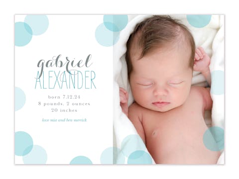 Baby Confetti Blue Photo Birth Announcement