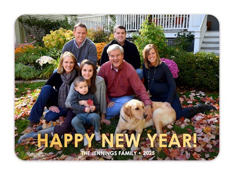 Happy New Year Foil Pressed Holiday Flat Photo Card