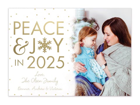 Peace and Joy in New Year Holiday Photo Card