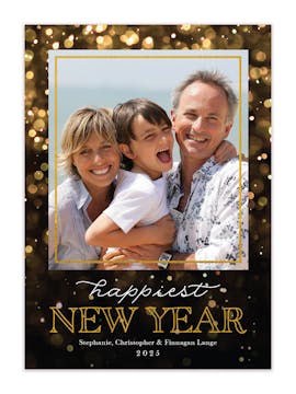 Happiest New Year Foil Pressed Holiday Photo Card