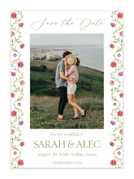 Peony Border Save the Date Photo Card 