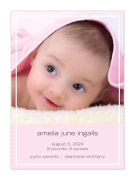 That's My Line Tall Pink Girl Photo Birth Announcement
