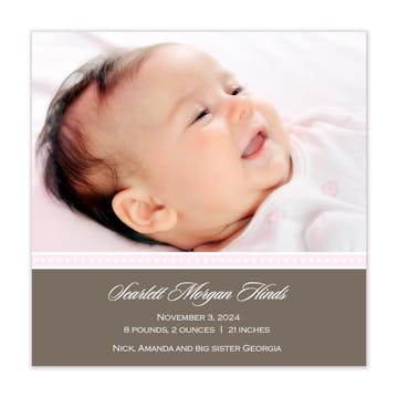 It's A Wonderful Life Baby Pink Girl Photo Square Birth Announcement