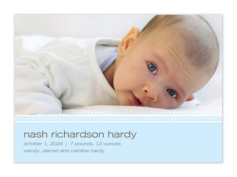 Picture Perfect Wide Baby Blue Boy Photo Birth Announcement