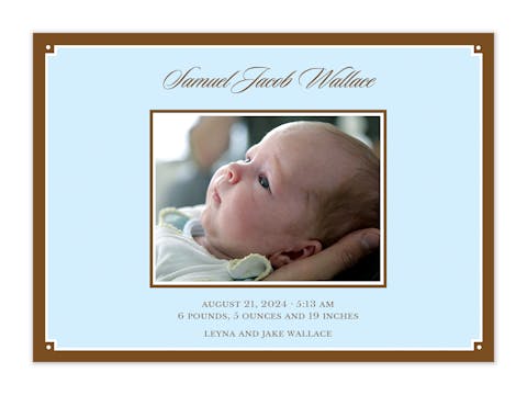 Simple Frame Baby Blue Boy Photo Birth Announcement