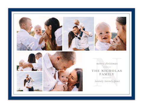 Family Initial (Navy) Holiday Photo Card