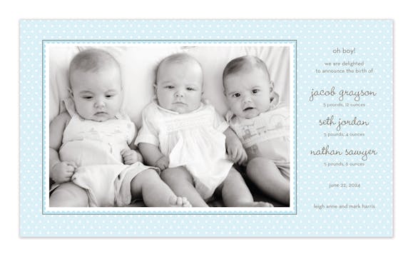 Ruffle Dots Powder Print & Apply Flat Photo Birth Announcement
