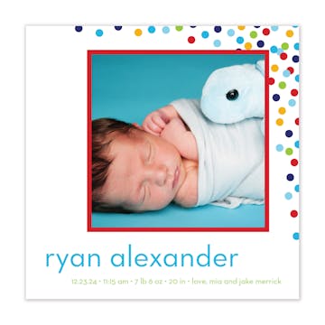 Baby Confetti Boy Photo Square Birth Announcement