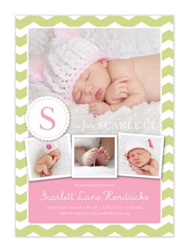 Sweetest Initial Photo Birth Announcement