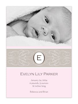 Enchanted Pink Girl Photo Birth Announcement
