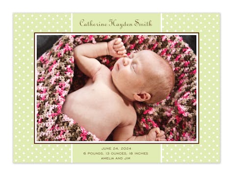Sweet Dots Lime Print & Apply Flat Photo Birth Announcement