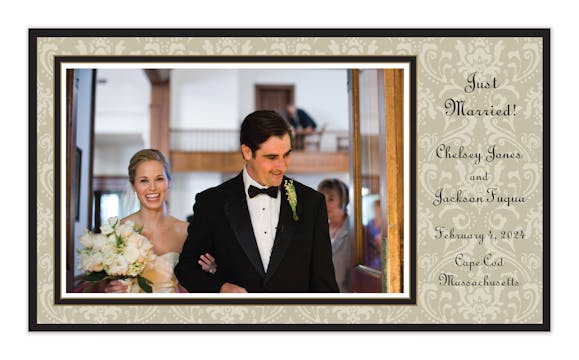 Damask Taupe On Taupe Print and Apply Flat Photo Card