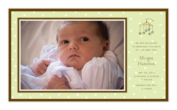 Little Dots Lime Print & Apply Flat Photo Birth Announcement