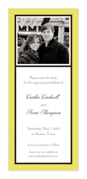 Classic Black Border On Limeade & White Flat Photo Save The Date Card