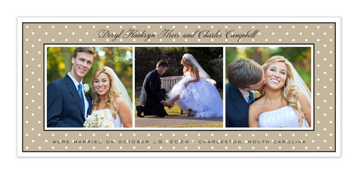 Sweet Dots White On Taupe Flat Photo Card