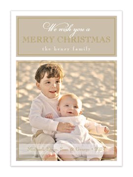 Simple Border Gold On Gold Flat Holiday Photo Card