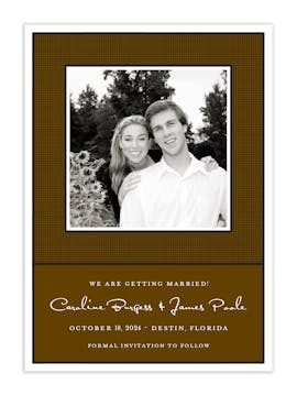 Linen Chocolate Flat Photo Save The Date Card