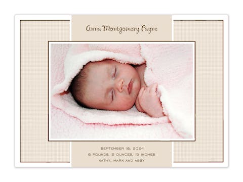 Linen Latte Flat Photo Birth Announcement